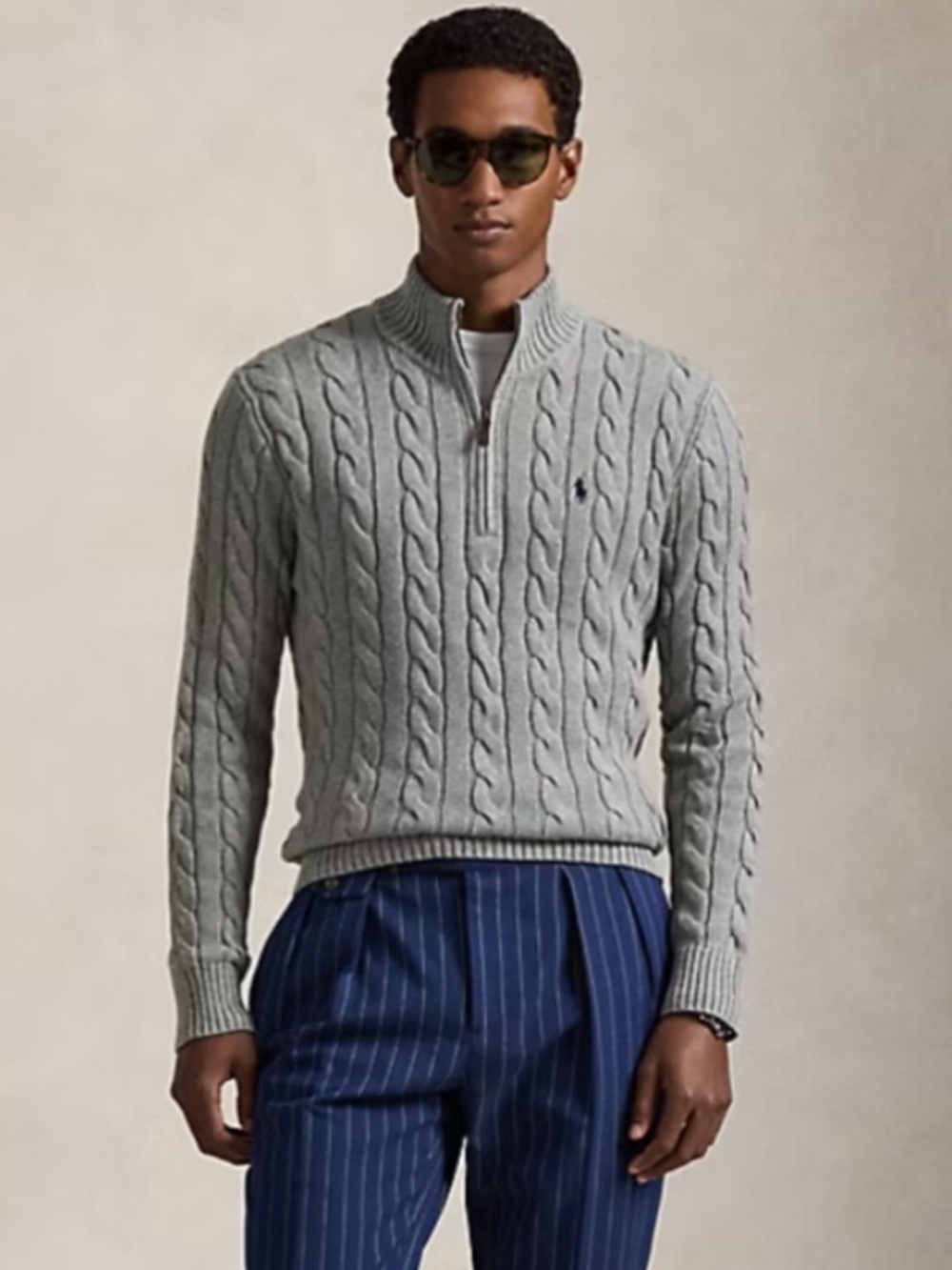 🆕 Polo Ralph Lauren Men’s Classic Cotton Cable Knit Sweater XL Gray NWT